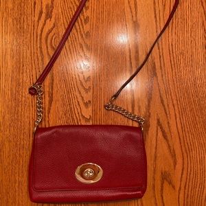 Coach red leather crossbody